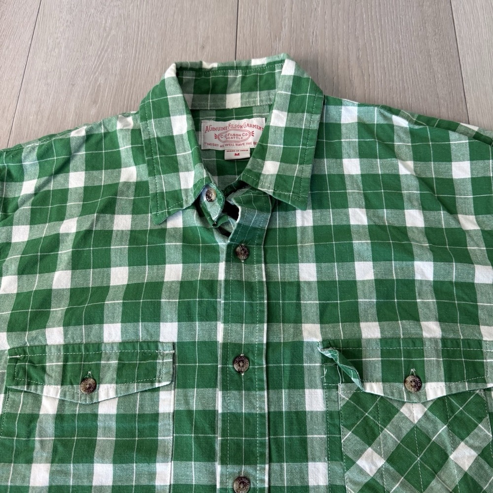 Filson Alaskan Shirt Mens Size M Medium Plaid Outdoor Utility Green Plaid SS